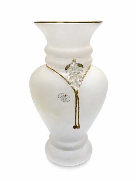 Murano Other - ✨ Murano Style Frosted Glass Vase w/ Gold Accent & Crystal Grapes – New w/ Tag ✨